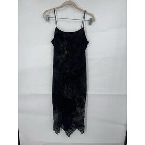VTG Y2K Witchy Whimsigoth‎ Midi Dress Women M Black Grunge Vampire Retro Velvet